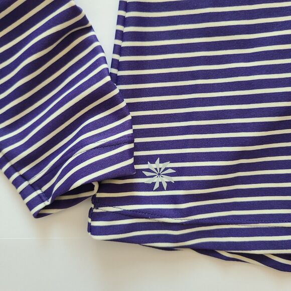 Athleta Gardenia Grove Rash Guard Size  Extra Small Swim Top Navy White Stripes - Picture 2 of 8